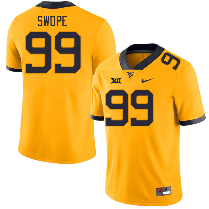 Men #99 Ronan Swope West Virginia Mountaineers College Football Jerseys Stitched Sale-Gold